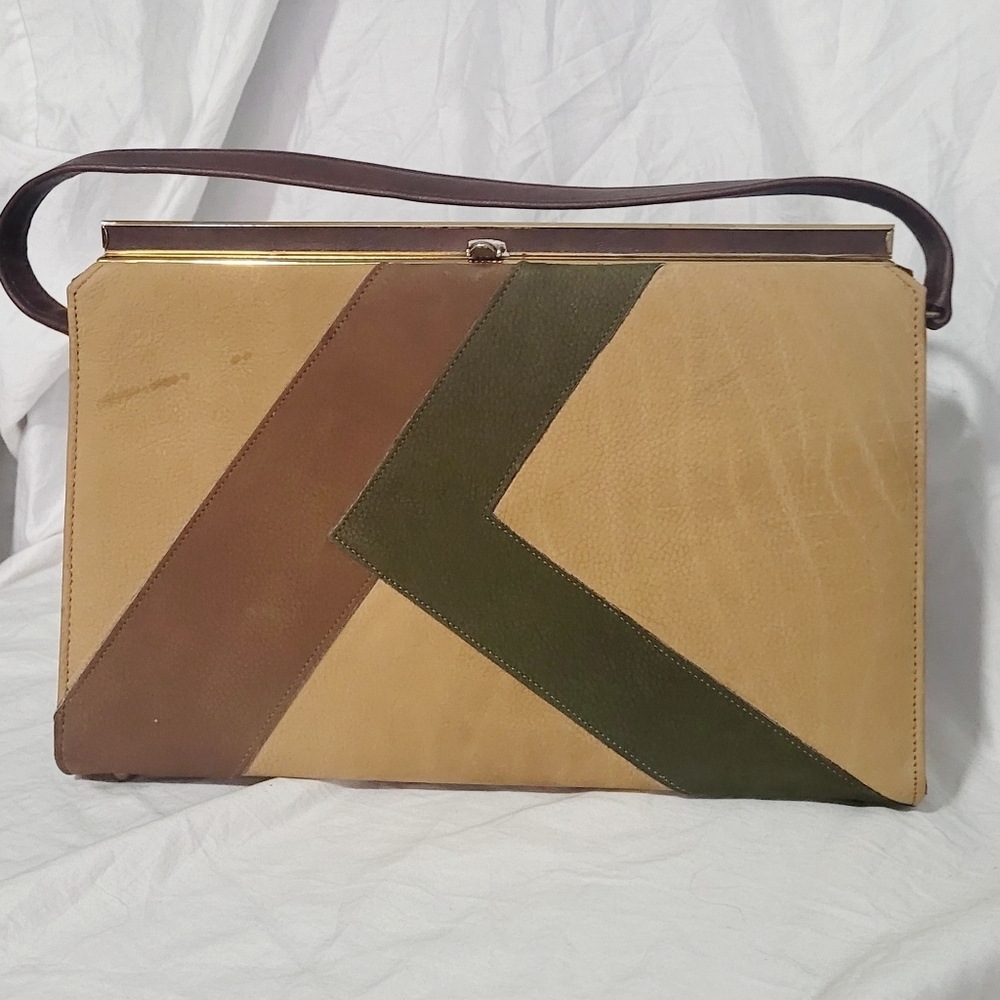 Vintage Mid Century Modern Vegan Leather Naturalizer Handbag Purse 50s 60s
